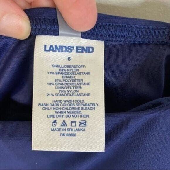 NWT Modest Land's End Swim Dress Built in Swim Shorts Navy Blue Size 6 - Picture 5 of 6